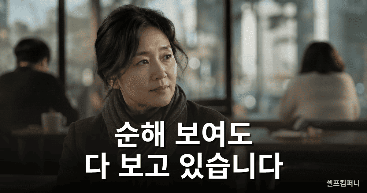 사람 보는 눈이 좋은 차분한 인물이 주변 사람을 관찰하는 모습