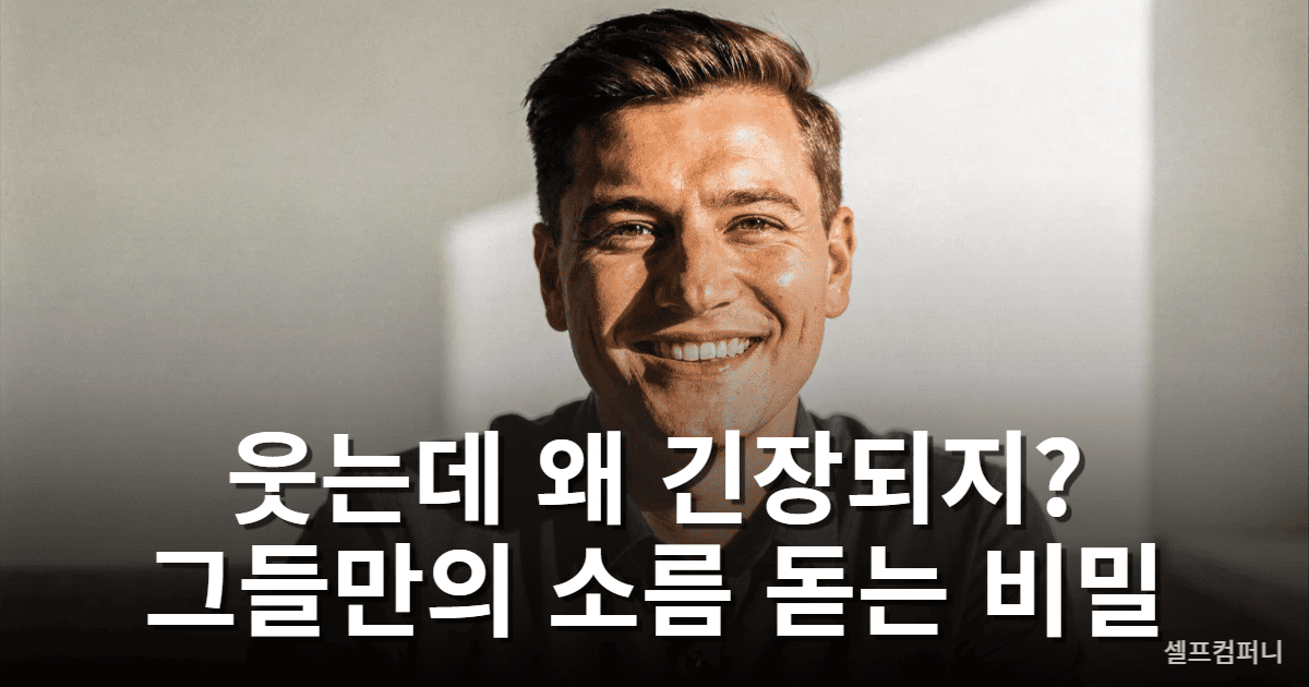 웃는데 무시 못 하는 사람의 자신감 있는 표정과 흔들리지 않는 눈빛