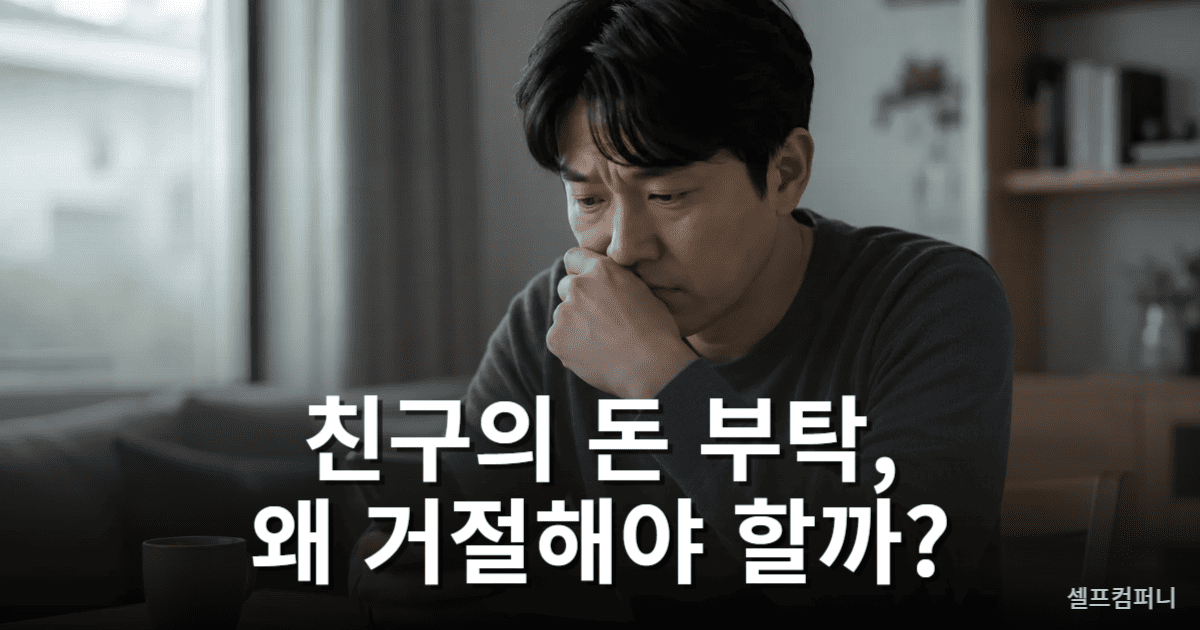 돈 빌려달라는 친구의 부탁을 받고 고민하는 사람의 모습