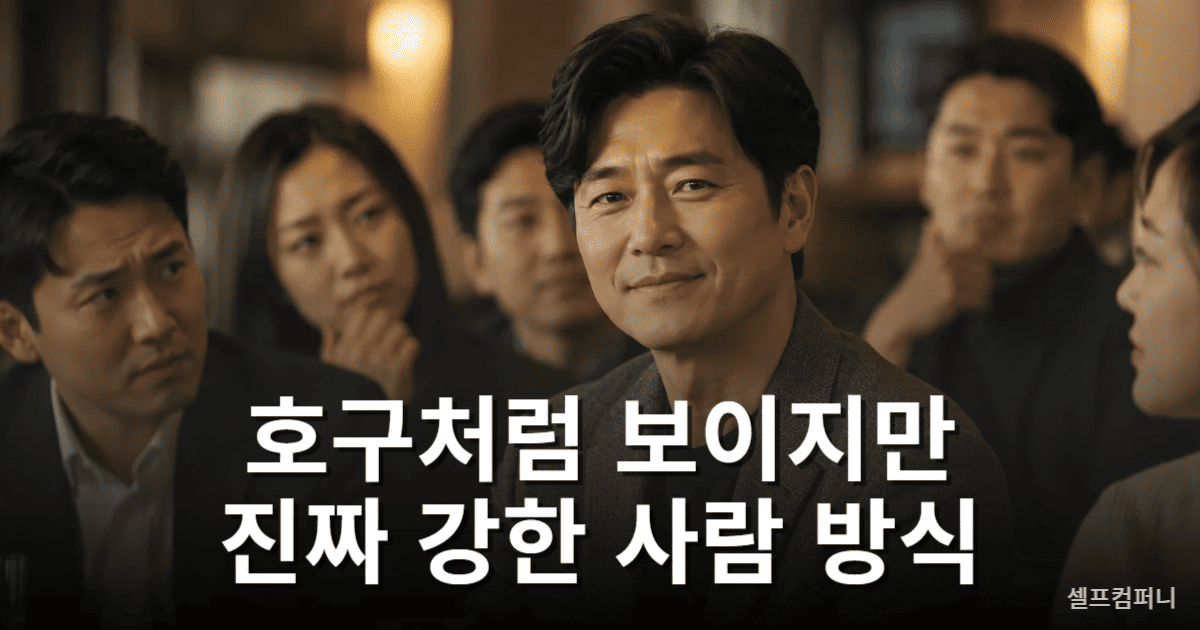 호구처럼 보이지만 사실 가장 계산이 빠르고 강한 사람의 분위기를 표현한 이미지