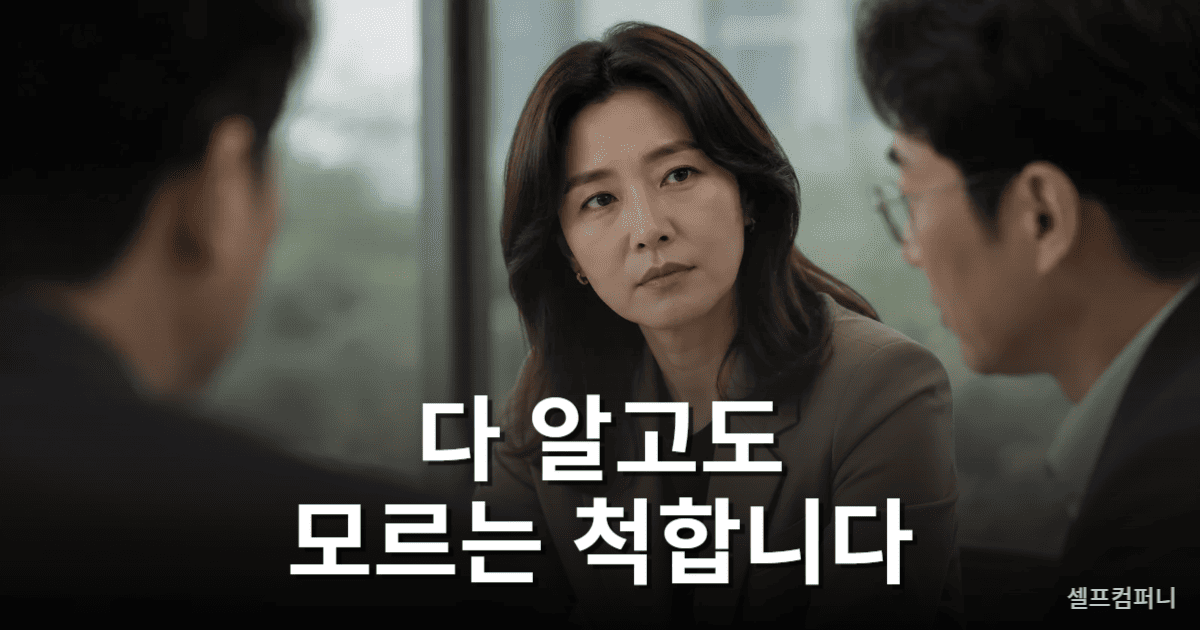 상대를 조용히 관찰하며 전략적으로 침묵하는 사람의 모습