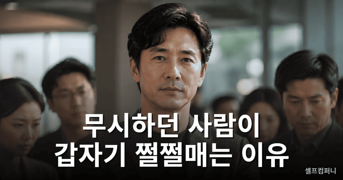 무시하는 사람 대처법을 보여주는 차분하고 자신감 있는 중년 인물