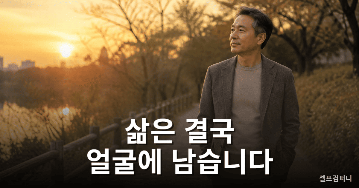 정직한 삶이 얼굴의 품격을 만든다는 의미를 담은 이미지