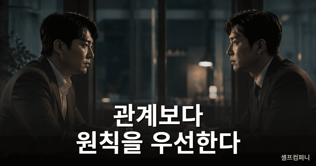 관계보다 원칙과 신뢰를 중요하게 생각하는 사람을 표현한 이미지