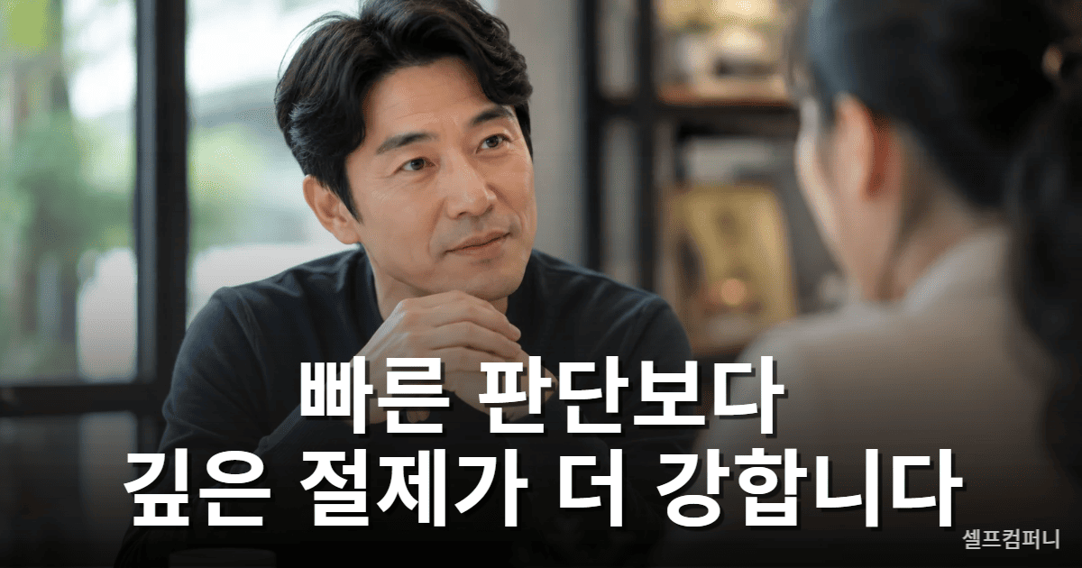 신중하게 생각한 뒤 말하는 품격 있는 사람의 모습